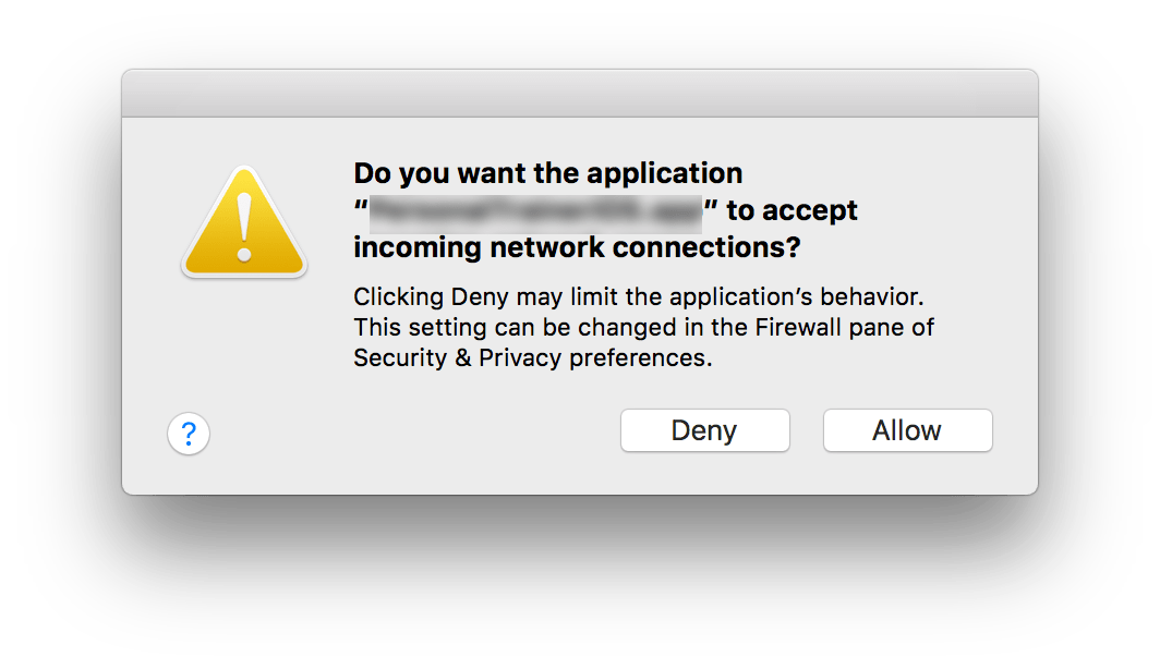 macOS firewall popup