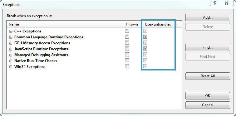 Debug Exceptions Window Fixed Debug Exceptions Window Fixed